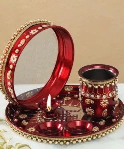 Beads Worked Karwa Chauth Pooja Set