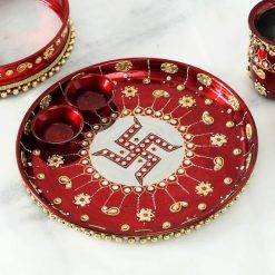 Beads Worked Karwa Chauth Pooja Set