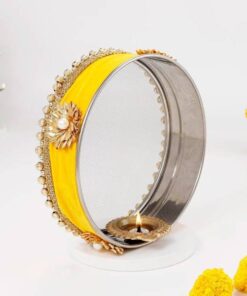 Pooja Thaal Set Decorated with Yellow Pompom