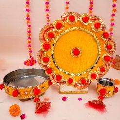 Red & Yellow Karwa Chauth Thaal Set