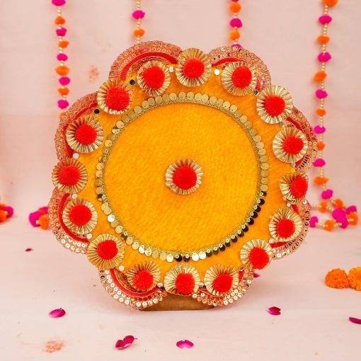Red & Yellow Karwa Chauth Thaal Set
