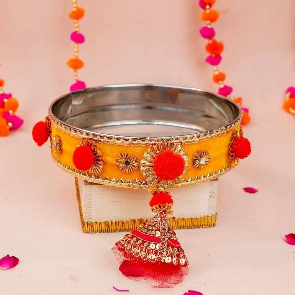 Red & Yellow Karwa Chauth Thaal Set