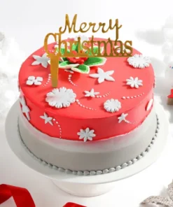 Flowery Merry Christmas Cake
