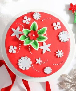 Flowery Merry Christmas Cake