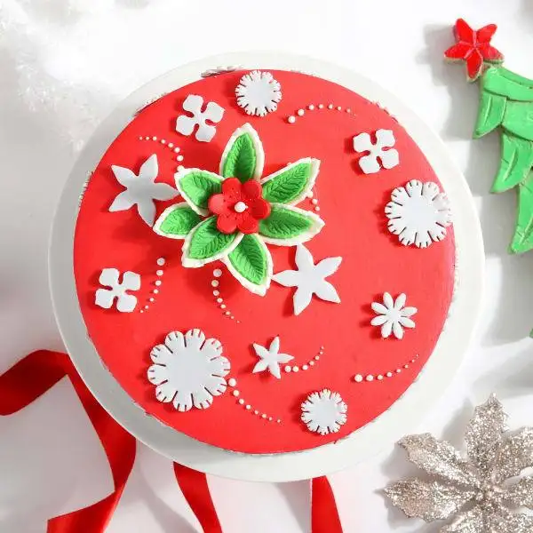 Flowery Merry Christmas Cake