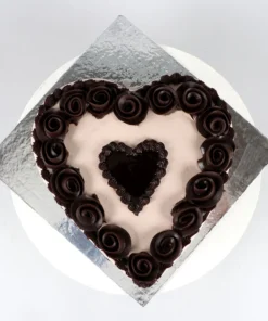 Chocolaty Heart and Roses Cake