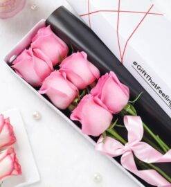 Box of 6 Pink Surprise Roses