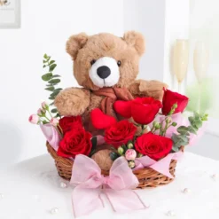 Roses Arrangement With Teddy