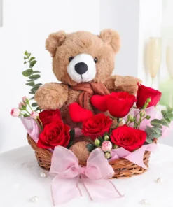 Roses Arrangement With Teddy