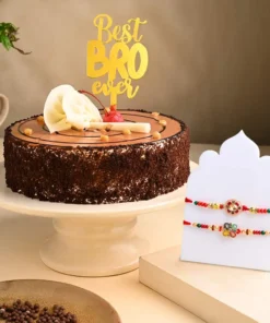 Butterscotch Delight Cake with Rakhi for the Best Brother