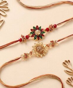 Floral Designed Two Rakhi Set