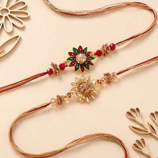 Floral Designed Two Rakhi Set