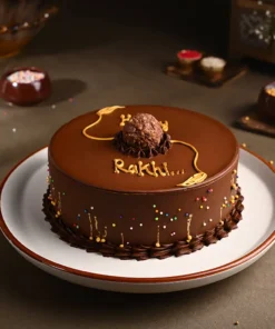 Floral Rakhi with Ferrero Rocher Cake