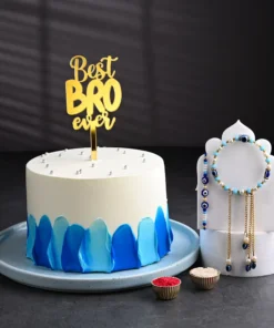 Pineapple Delight Cake with Sibling Rakhi Set