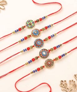 Set of 5 Mandala Rakhi with Chocolates