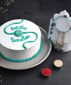 Sweet Vanilla Rakhi Cake & Bhaiya Bhabhi Rakhi Combo