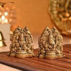 Antique Finish Lakshmi Ganesha Brass Sculptures