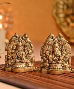 Antique Finish Lakshmi Ganesha Brass Sculptures