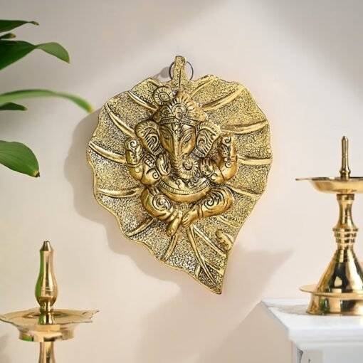 Radiant Gold Ganesha Wall Accent