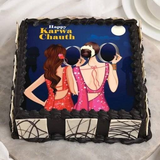 Elegant Karwa Chauth Poster Cake