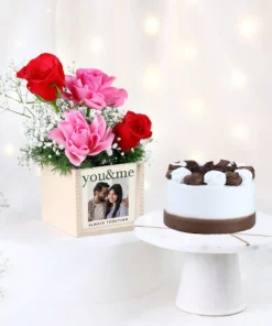 Floral Harmony with Cake for Karwa Chauth