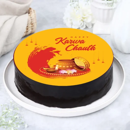 Moonlit Chauth Chocolate Photo Cake