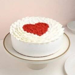 Red Heart on Creamy Cake