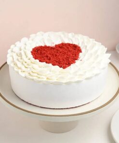 Red Heart on Creamy Cake