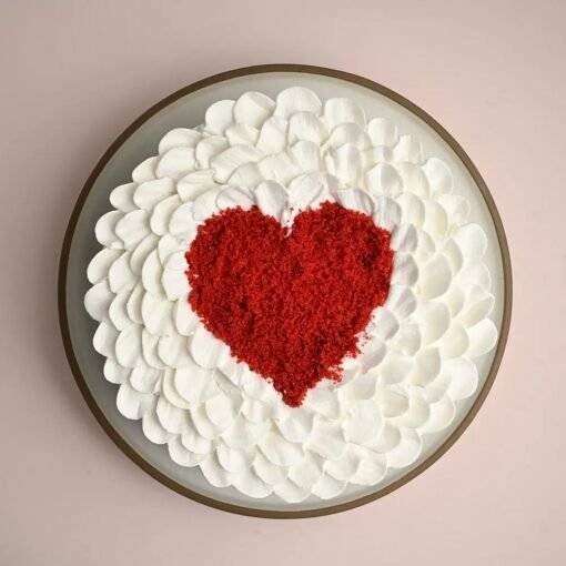 Red Heart on Creamy Cake