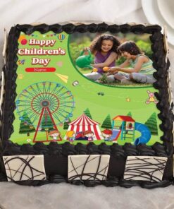 Happy Children's Day Square Shaped Photo Cake