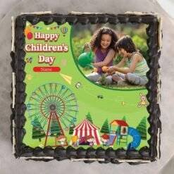 Happy Children's Day Square Shaped Photo Cake