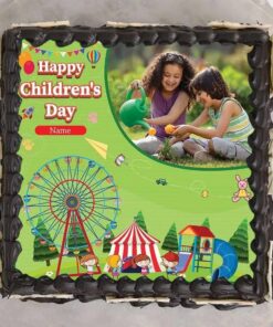 Happy Children's Day Square Shaped Photo Cake