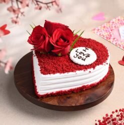 Heartfelt Red Velvet Rose Cake