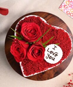 Heartfelt Red Velvet Rose Cake