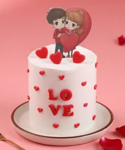 Valentine Cartoon Couple Cake